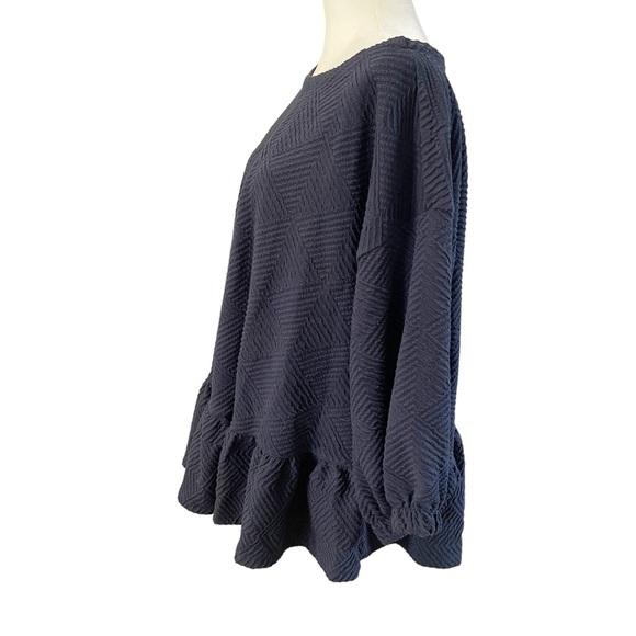 NWT Maeve By Anthropologie Navy Mikayla Textured Peplum Top Blouse Womens Sz 1X - Picture 5 of 8